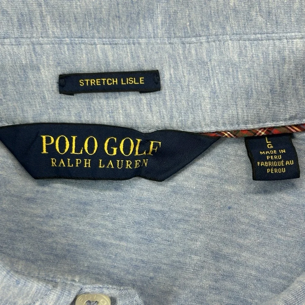 Polo Golf Ralph Lauren Shirt Mens Large Blue Stretch Lisle Long Sleeve Preppy